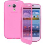 Samsung galaxy s3 iii mini i8190 : coque etui housse pochette silicone gel livre rabat rose + film
