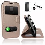 Samsung galaxy s3 mini (8190). super pack premuim etui fenêtres housse coque folio or gold pu + mini ... Samsung galaxy s3 mini (8190). super pack premuim etui fenêtres housse coque folio or gold pu + mini ...