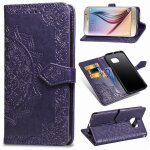 Samsung galaxy s6 coque, saturcase mandala gaufrage pu cuir magn�tique flip portefeuille support porte ...