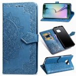 Samsung galaxy s6 edge coque, saturcase mandala gaufrage pu cuir magn�tique flip portefeuille support ...