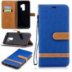Samsung galaxy s9 + / s9 plus coque, saturcase premium jeans style denim et pu cuir magntique flip portefeuil ...