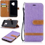 Samsung galaxy s9 coque, saturcase premium jeans style denim et pu cuir magn�tique flip portefeuille ...