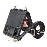 Compatible avec samsung galaxy z flip 3 etui portefeuille avec porte - cartes bandouli�re en cuir pu ...