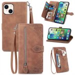 Saturcase coque pour apple iphone 14, fleur gaufrage pu cuir magn�tique flip portefeuille poche fermeture ...