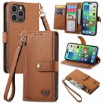 Saturcase coque pour apple iphone 14 pro max, heart pu cuir flip portefeuille poche double boucle magn�tique ...