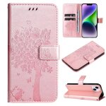 Saturcase coque pour apple iphone 15 plus, arbre a chat pu cuir magn�tique flip portefeuille support ...