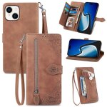Saturcase coque pour apple iphone 15 plus, fleur gaufrage pu cuir magn�tique flip portefeuille poche ...