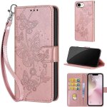 Saturcase coque pour apple iphone 16e 2025, papillons pu cuir magn�tique flip portefeuille support porte ...