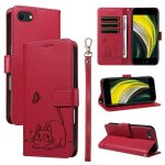 Saturcase coque pour apple iphone 6 6s 7 8 se2 se3 4. 7 inch, chat mignon pu cuir magntique flip portefeuille ...