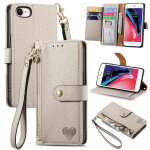 Saturcase coque pour apple iphone 6 7 8 se2 se3, heart pu cuir flip portefeuille poche double boucle ... Saturcase coque pour apple iphone 6 7 8 se2 se3, heart pu cuir flip portefeuille poche double boucle ...