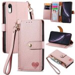 Saturcase coque pour apple iphone xr, heart pu cuir flip portefeuille poche double boucle magnétique ... Saturcase coque pour apple iphone xr, heart pu cuir flip portefeuille poche double boucle magnétique ...