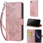 Saturcase coque pour apple iphone xr, papillons pu cuir magntique flip portefeuille support porte - ...