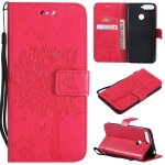 Saturcase coque pour huawei y6 2018 / honor 7a, arbre a chat pu cuir magn�tique flip portefeuille support ...