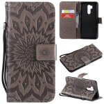 Saturcase coque pour lg g7, fleur du soleil gaufrage pu cuir magn�tique flip portefeuille support porte ...