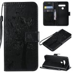 Saturcase coque pour lg g8 thinq, arbre a chat pu cuir magn�tique flip portefeuille support porte - carte ...