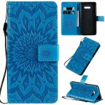 Saturcase coque pour lg g8x thinq, fleur du soleil gaufrage pu cuir magn�tique flip portefeuille support ...
