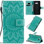 Saturcase coque pour lg g8x thinq, fleur du soleil gaufrage pu cuir magn�tique flip portefeuille support ...