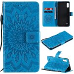 Saturcase coque pour lg k22 / k22 plus, fleur du soleil gaufrage pu cuir magn�tique flip portefeuille ...