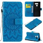Saturcase coque pour lg k50s, fleur du soleil gaufrage pu cuir magn�tique flip portefeuille support porte ...