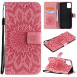 Saturcase coque pour lg k52, fleur du soleil gaufrage pu cuir magn�tique flip portefeuille support porte ...