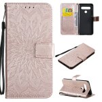 Saturcase coque pour lg k61 / q61, fleur du soleil gaufrage pu cuir magn�tique flip portefeuille support ...