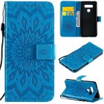 Saturcase coque pour lg q51, fleur du soleil gaufrage pu cuir magn�tique flip portefeuille support porte ...