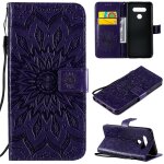 Saturcase coque pour lg q51, fleur du soleil gaufrage pu cuir magn�tique flip portefeuille support porte ...