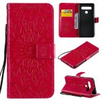 Saturcase coque pour lg q61, fleur du soleil gaufrage pu cuir magn�tique flip portefeuille support porte ...