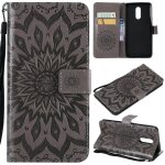 Saturcase coque pour lg stylo 4, fleur du soleil gaufrage pu cuir magn�tique flip portefeuille support ...