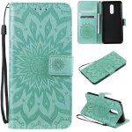 Saturcase coque pour lg stylo 5, fleur du soleil gaufrage pu cuir magn�tique flip portefeuille support ...