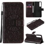 Saturcase coque pour lg stylo 7, fleur du soleil gaufrage pu cuir magn�tique flip portefeuille support ...