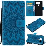 Saturcase coque pour lg v40 thinq, fleur du soleil gaufrage pu cuir magn�tique flip portefeuille support ...