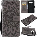 Saturcase coque pour lg v40 thinq, fleur du soleil gaufrage pu cuir magn�tique flip portefeuille support ...
