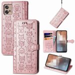 Saturcase coque pour motorola moto g32, chien et chat mignon pu cuir magn�tique flip portefeuille support ...