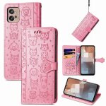 Saturcase coque pour motorola moto g32, chien et chat mignon pu cuir magn�tique flip portefeuille support ...