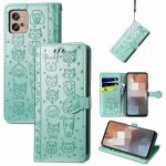 Saturcase coque pour motorola moto g32, chien et chat mignon pu cuir magn�tique flip portefeuille support ...