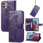 Saturcase coque pour motorola moto g32, papillon fleurs pu cuir magn�tique flip portefeuille support ...