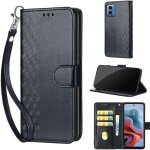 Saturcase coque pour motorola moto g34 5g, z - cube pu cuir magn�tique flip portefeuille support porte ...