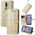 Saturcase coque pour nokia 2. 4, chien et chat mignon pu cuir magn�tique flip portefeuille support porte ...