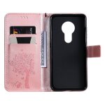 Saturcase coque pour nokia 6. 2 / 7. 2, arbre a chat pu cuir magn�tique flip portefeuille support porte ...