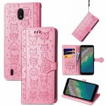 Saturcase coque pour nokia c01 plus, chien et chat mignon pu cuir magn�tique flip portefeuille support ...