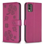 Saturcase coque pour nokia c12, belle tr�fle pu cuir magn�tique flip portefeuille support porte - carte ...