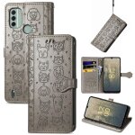 Saturcase coque pour nokia c31, chien et chat mignon pu cuir magn�tique flip portefeuille support porte ...