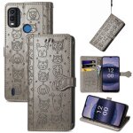 Saturcase coque pour nokia g11 plus, chien et chat mignon pu cuir magn�tique flip portefeuille support ...