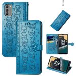 Saturcase coque pour nokia g400, chien et chat mignon pu cuir magn�tique flip portefeuille support porte ...