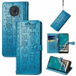 Saturcase coque pour nokia g50, chien et chat mignon pu cuir magn�tique flip portefeuille support porte ...
