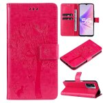 Saturcase coque pour oppo a57 5g 2022 / reamle v23, arbre a chat pu cuir magn�tique flip portefeuille ...