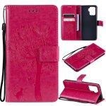 Saturcase coque pour oppo a94 4g / f19 pro, arbre a chat pu cuir magntique flip portefeuille support ...