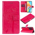 Saturcase coque pour oppo a98 5g / f23 5g, arbre a chat pu cuir magn�tique flip portefeuille support ...