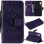 Saturcase coque pour samsung galaxy a2 core, fleur du soleil gaufrage pu cuir magn�tique flip portefeuille ...